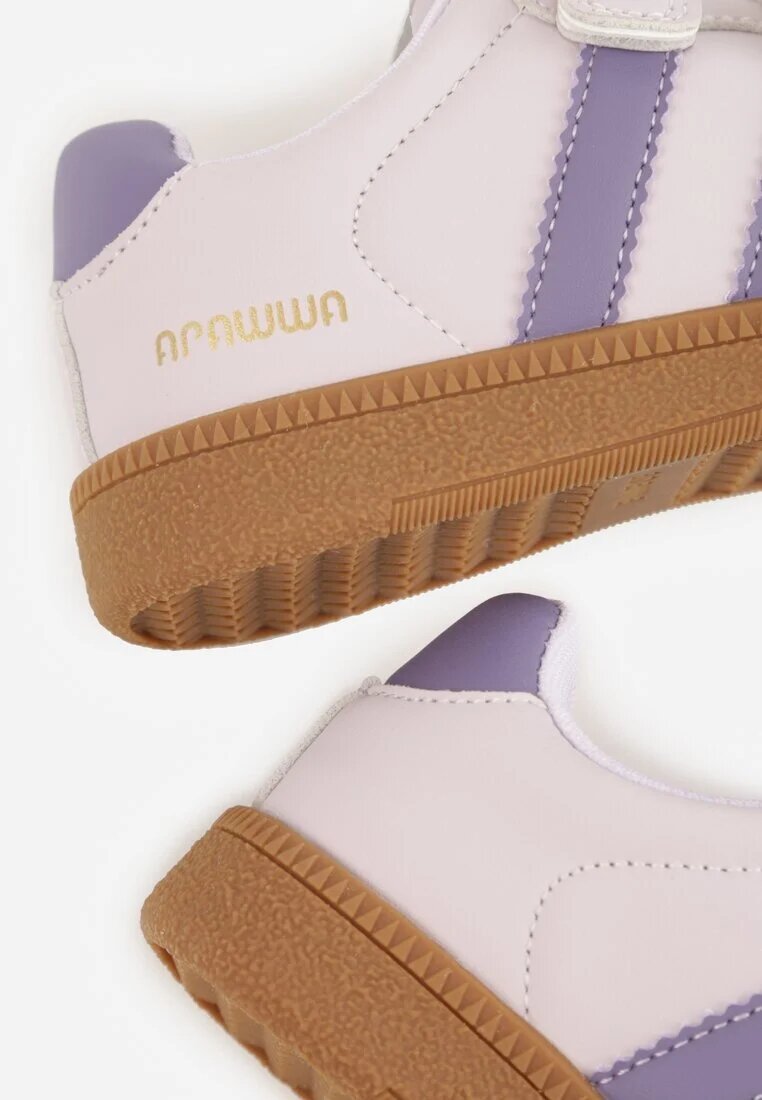 apawwa Pantofi Sport Sneakers Mov cu Talpă din Piele Inscripții și Curele Nemoreli