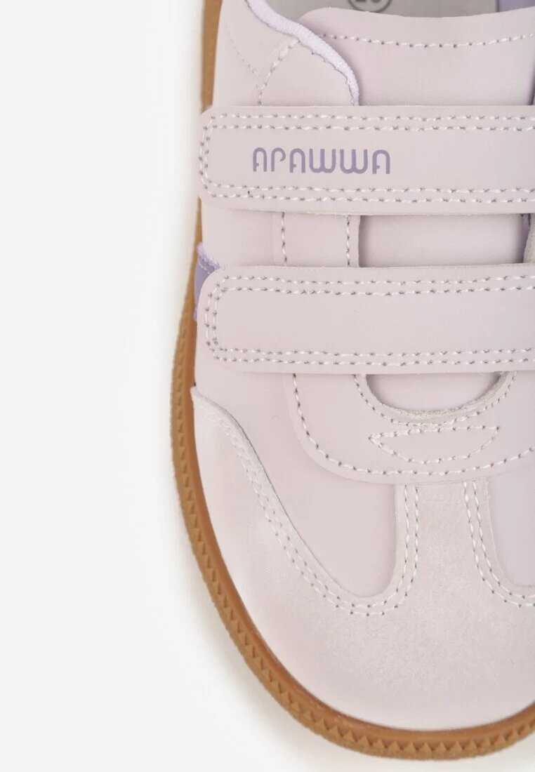 apawwa Pantofi Sport Sneakers Mov cu Talpă din Piele Inscripții și Curele Nemoreli