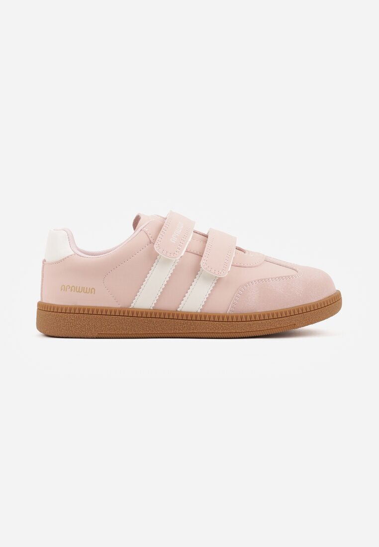 apawwa Pantofi sport Sneakers Roz cu branț din piele și benzi decorative Menilane