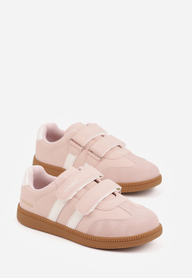 apawwa Pantofi sport Sneakers Roz cu branț din piele și benzi decorative Menilane