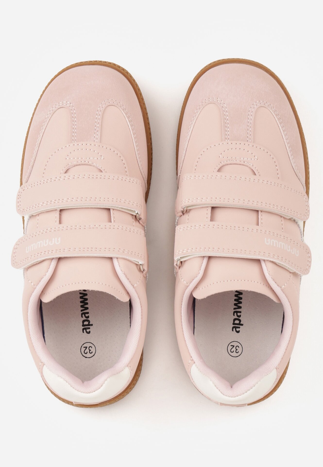 apawwa Pantofi sport Sneakers Roz cu branț din piele și benzi decorative Menilane