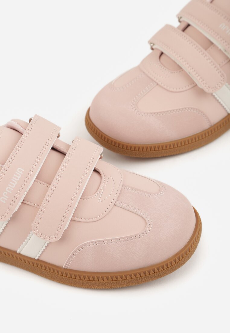 apawwa Pantofi sport Sneakers Roz cu branț din piele și benzi decorative Menilane