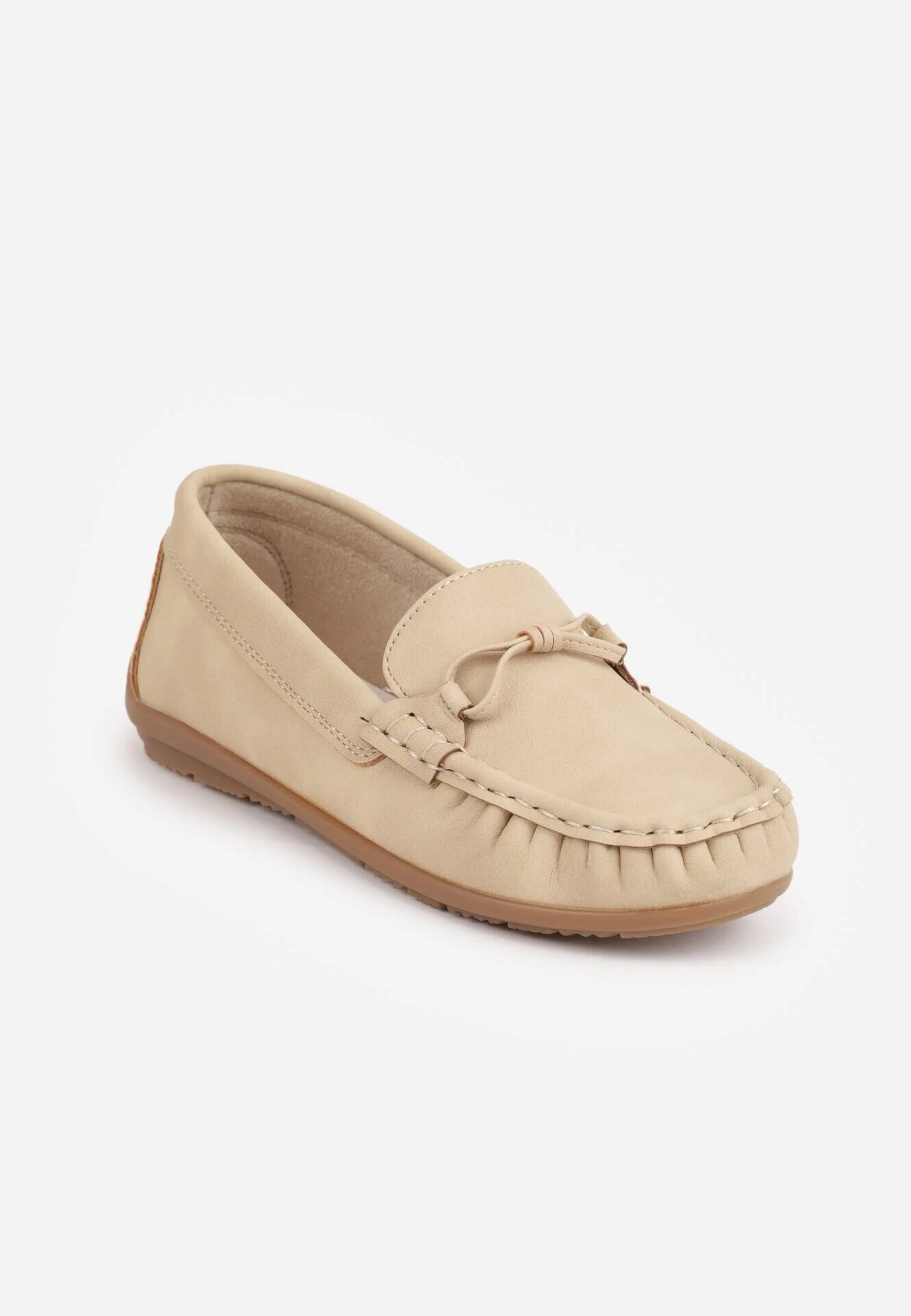 apawwa Pantofi tip mocasin cu branț din piele și șnur decorativ Osoen Bej
