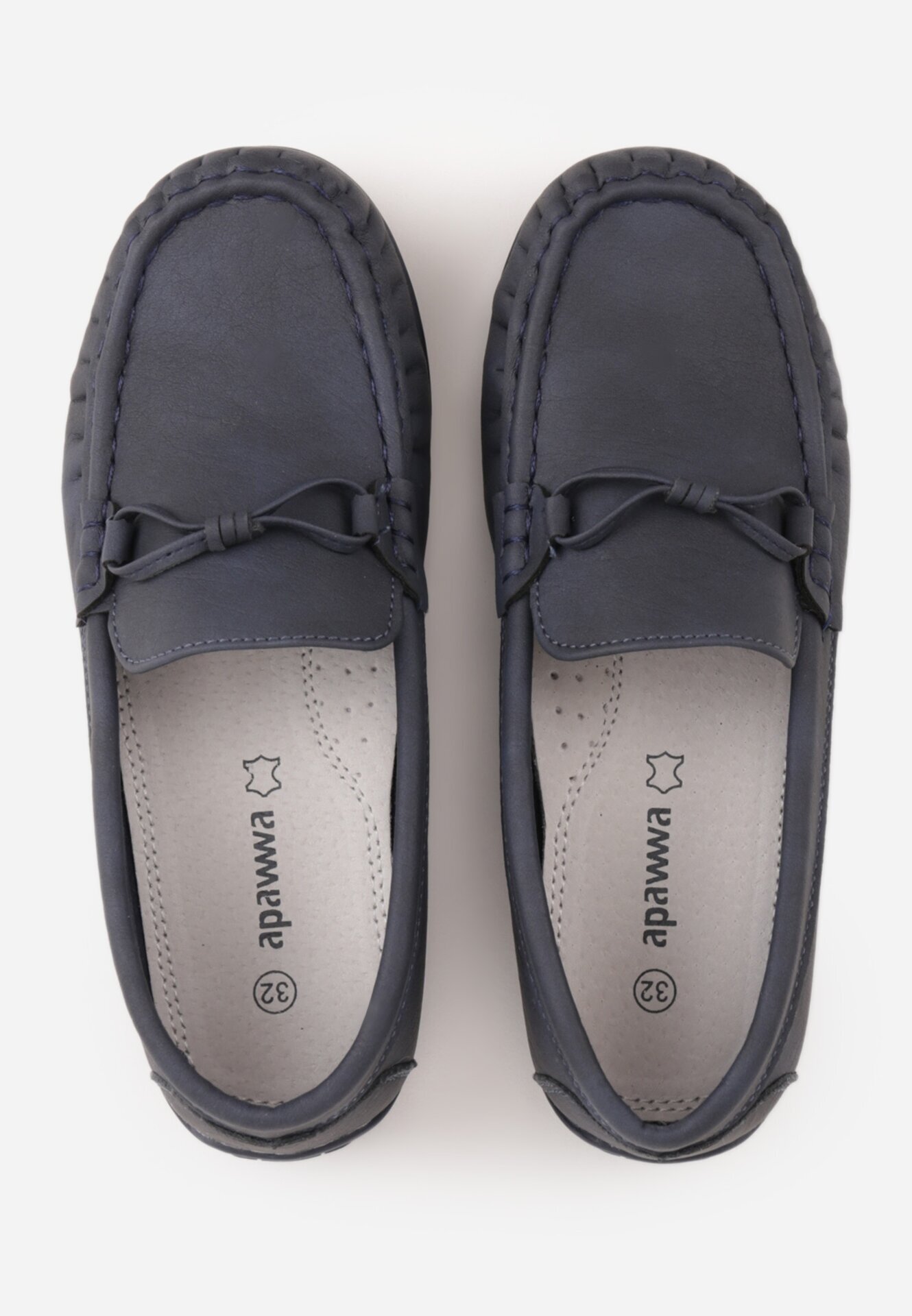 apawwa Pantofi tip mocasin cu branț din piele și șnur decorativ Osoen Bleumarin