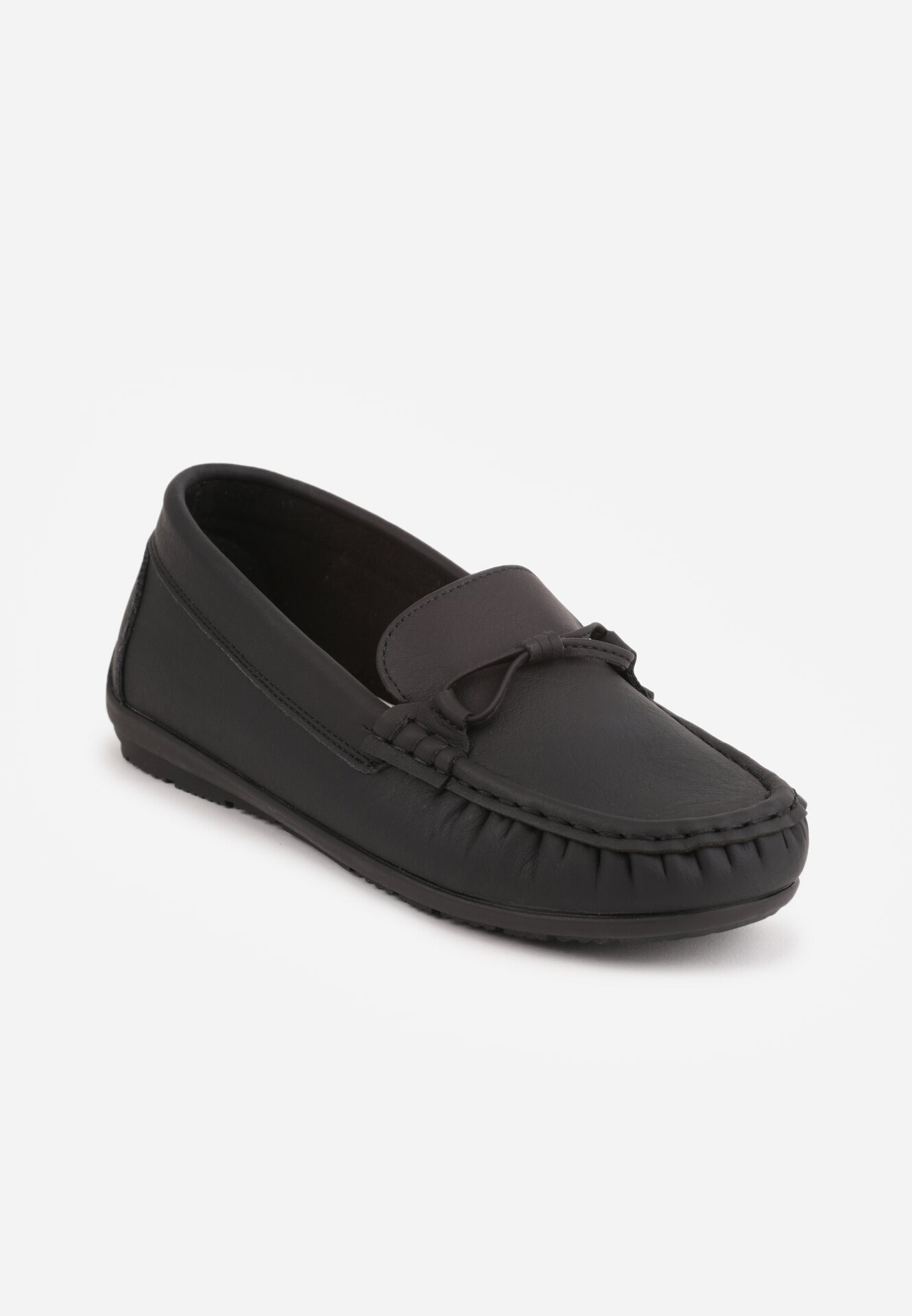 apawwa Pantofi tip mocasin cu branț din piele și șnur decorativ Osoen Negri