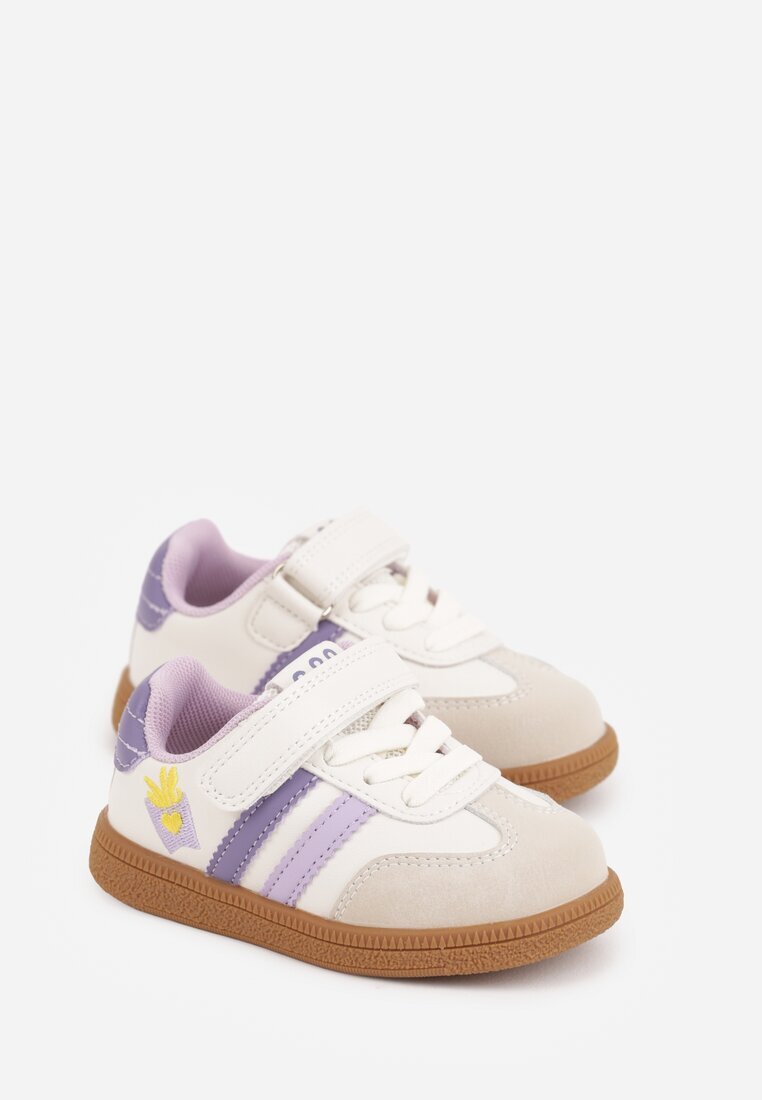 apawwa Sneakers bej cu branț din piele și decorațiuni 3D Ibysaris