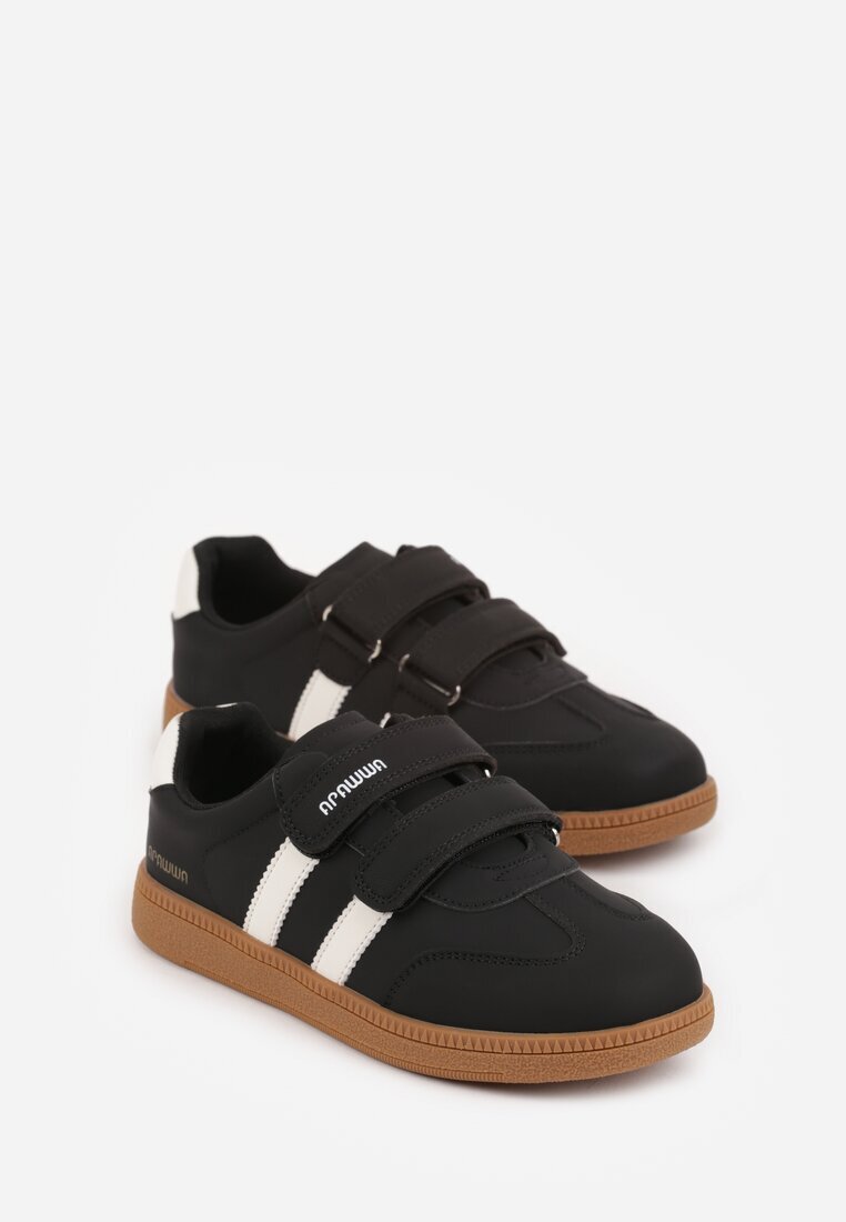 apawwa Sneakers Negri cu branț din piele și curele decorative Menilane