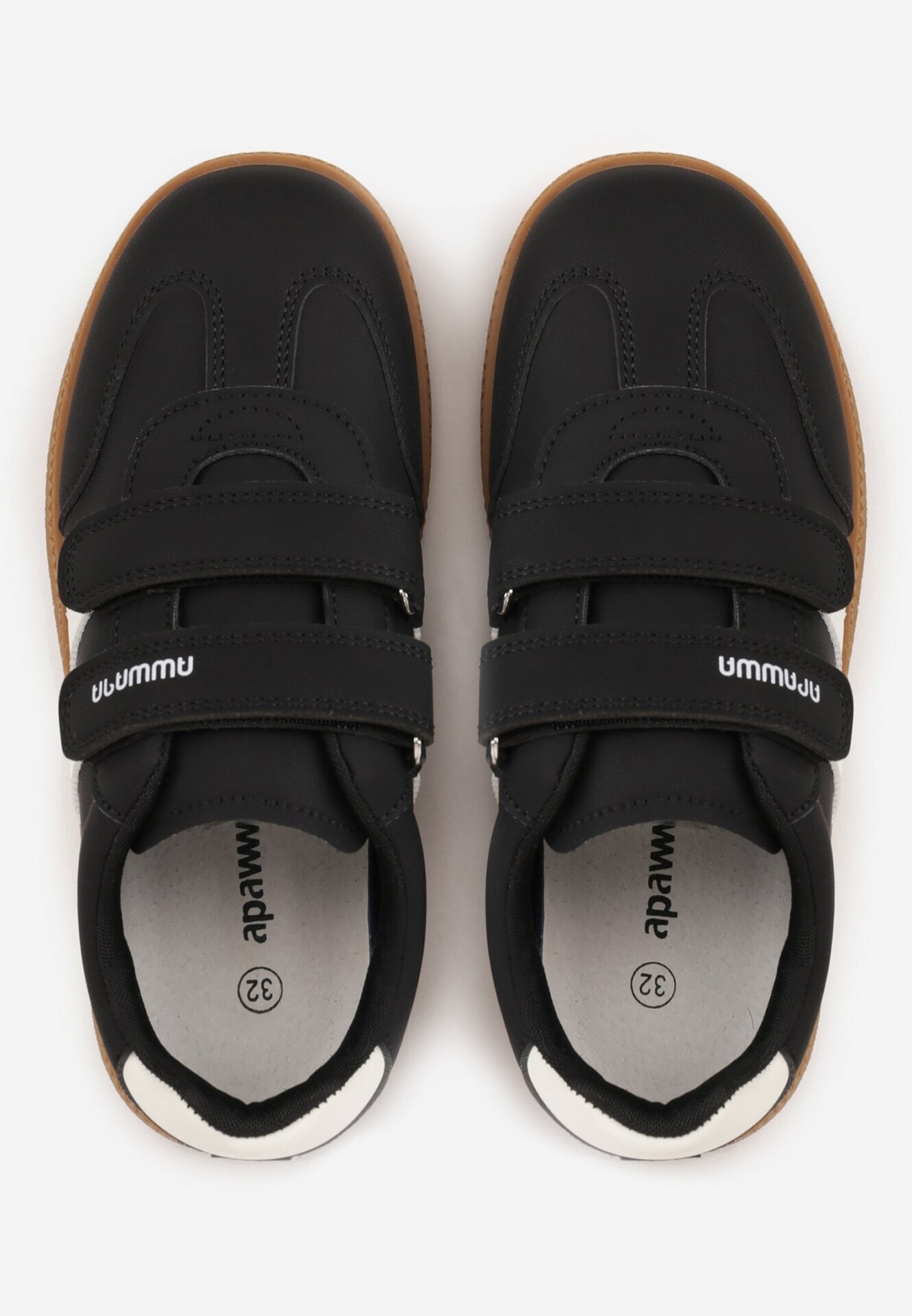 apawwa Sneakers Negri cu branț din piele și curele decorative Menilane