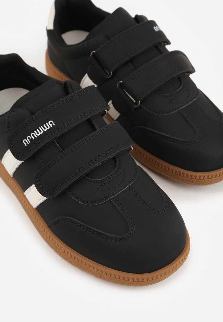 apawwa Sneakers Negri cu branț din piele și curele decorative Menilane