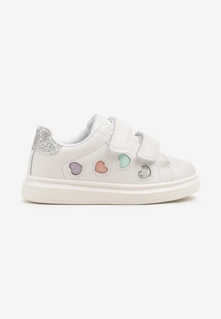 bacio&bacio kids Pantofi Sport Adidași Alb-Argintiu Decorați cu Inimi de Sclipici Uladwena
