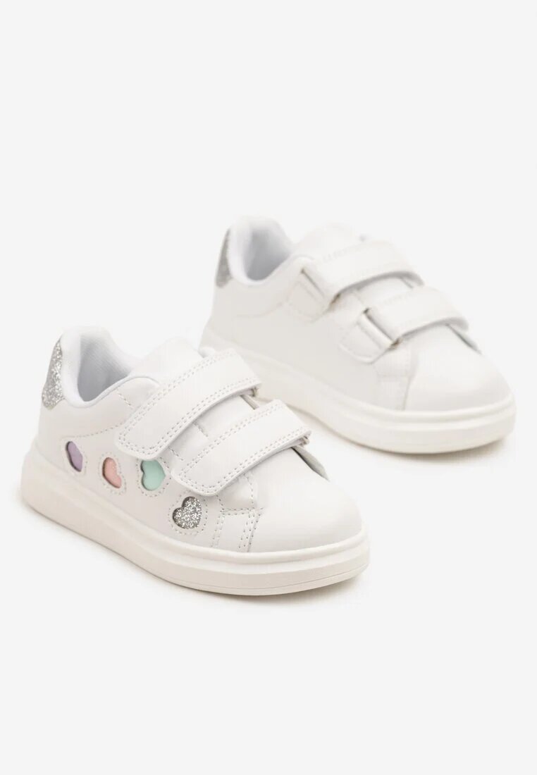 bacio&bacio kids Pantofi Sport Adidași Alb-Argintiu Decorați cu Inimi de Sclipici Uladwena