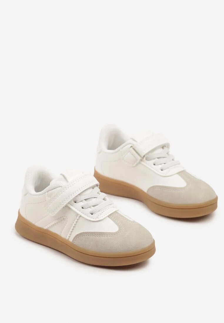bacio&bacio kids Pantofi Sport Alb-Bej Sneakerși în Stil Tenis cu Dungi Lavlevi
