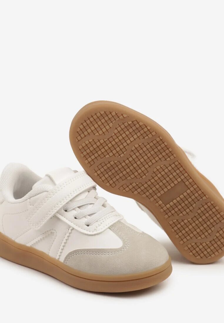 bacio&bacio kids Pantofi Sport Alb-Bej Sneakerși în Stil Tenis cu Dungi Lavlevi