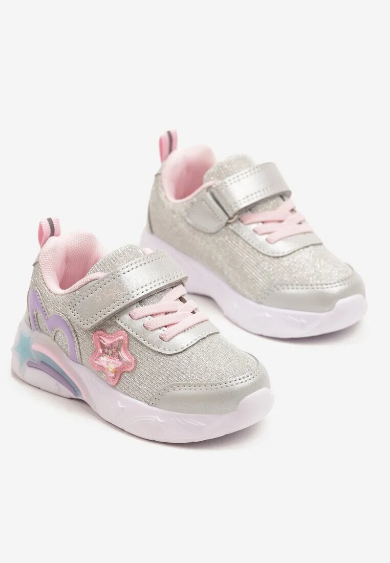 bacio&bacio kids Pantofi Sport Argintii Sneakers cu inimă LED-uri și stele Ulamaris