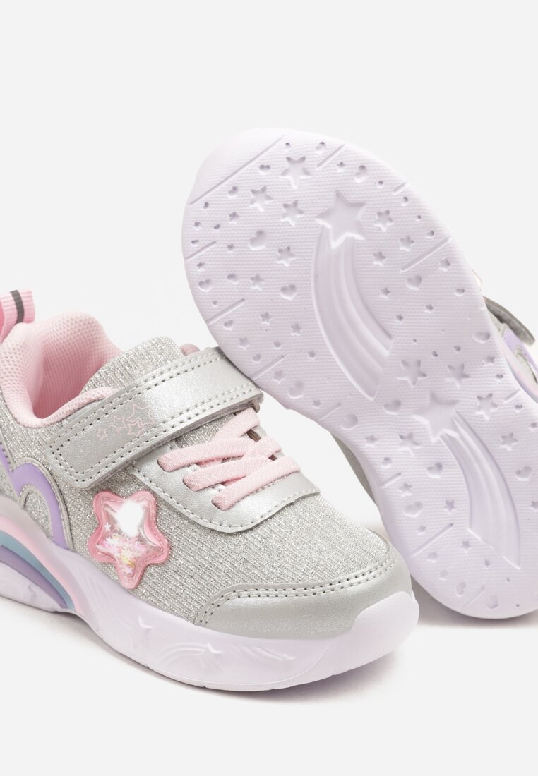 bacio&bacio kids Pantofi Sport Argintii Sneakers cu inimă LED-uri și stele Ulamaris