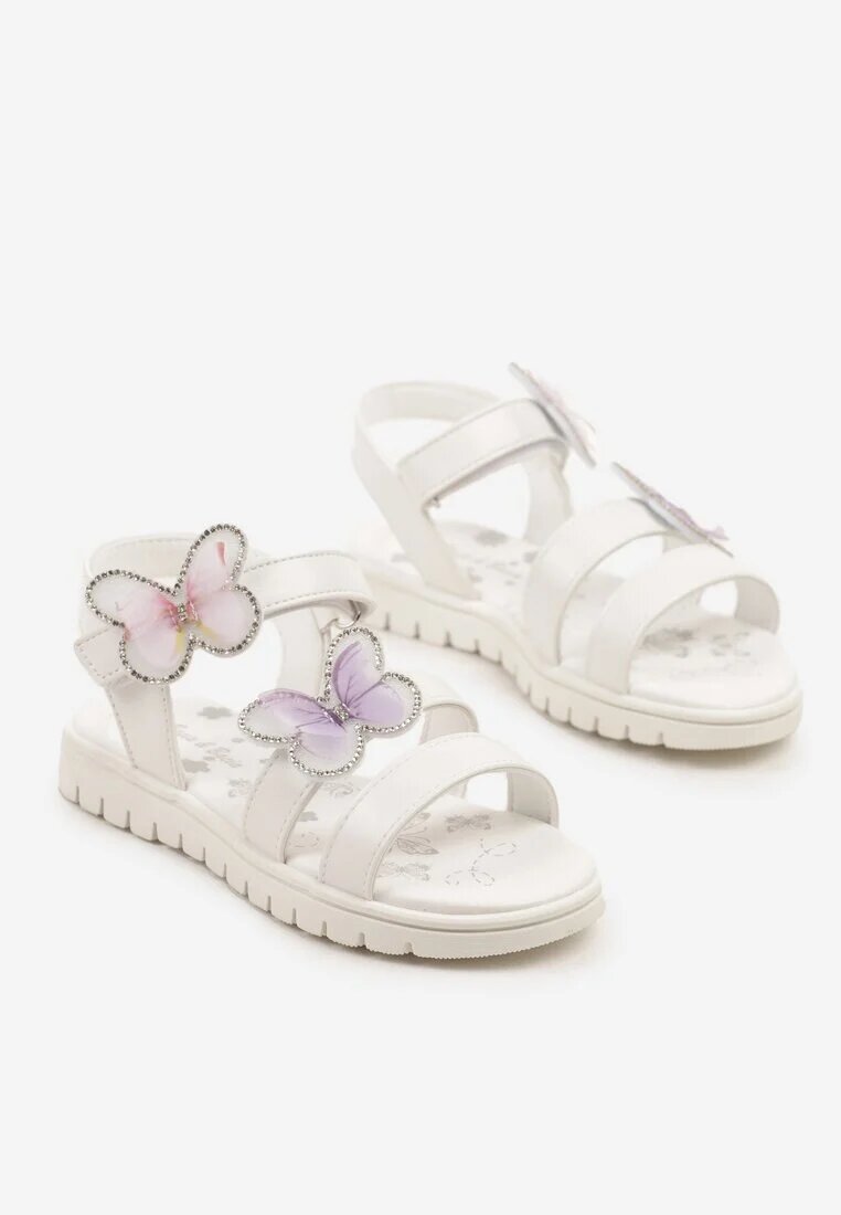 bacio&bacio kids Sandale Albe cu Fluturi 3D și Zirconii Clelianne