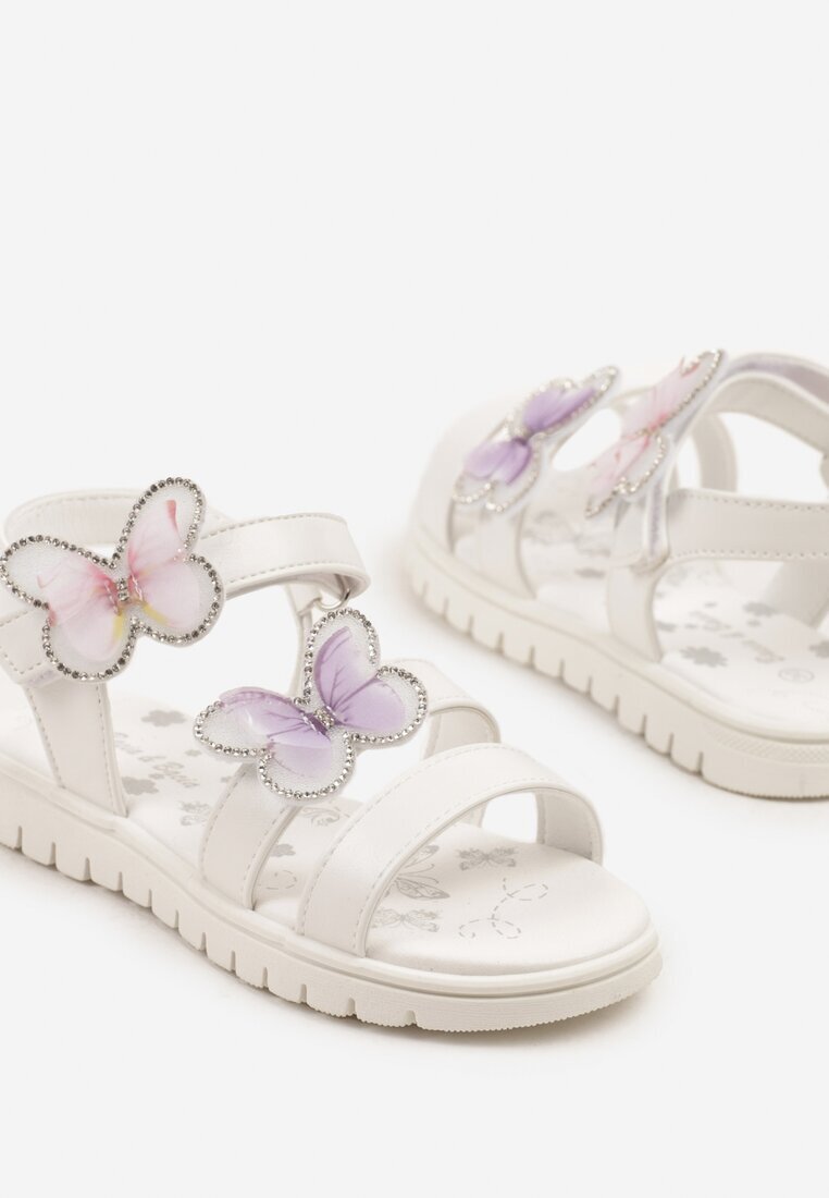 bacio&bacio kids Sandale Albe cu Fluturi 3D și Zirconii Clelianne