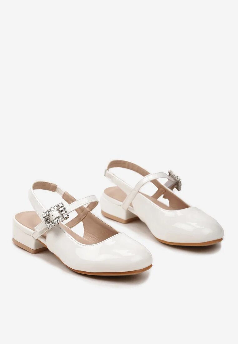 bacio&bacio kids Sandale Albe Lăcuite Cu închidere în jurul gleznei Cu ornament cu zirconii Brenu