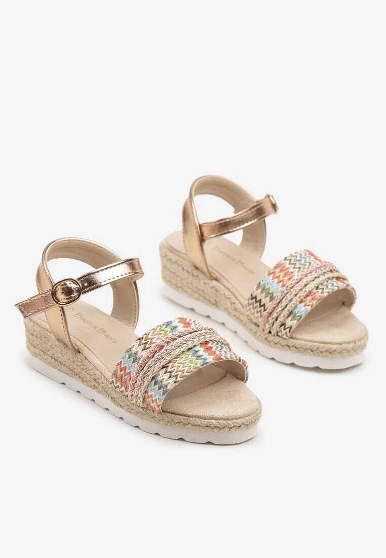 bacio&bacio kids Sandale Aurii-Bej pe Pană cu Împletitură Zioressa