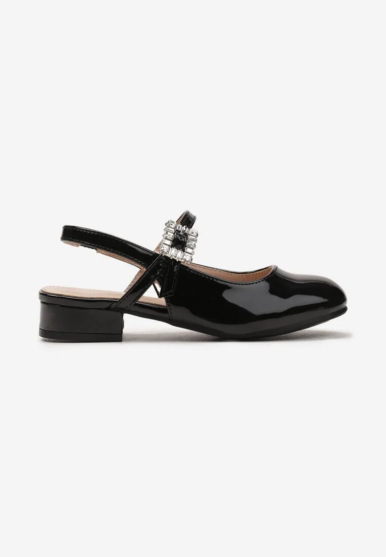 bacio&bacio kids Sandale Negre Lăcuite cu bareta la gleznă cu ornament de strasuri Brenu
