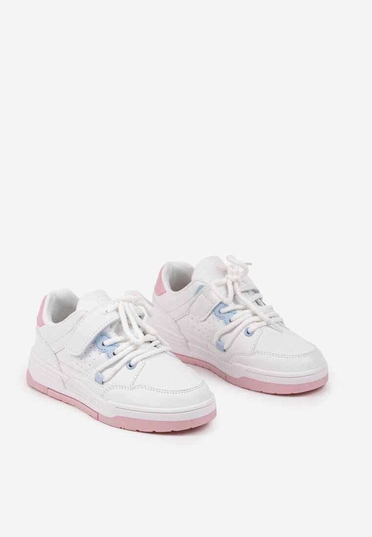 badoxx Pantofi Sport Alb-Roz Plati Sneakers cu Scai cu Model Geometric și Sireturi Terevan