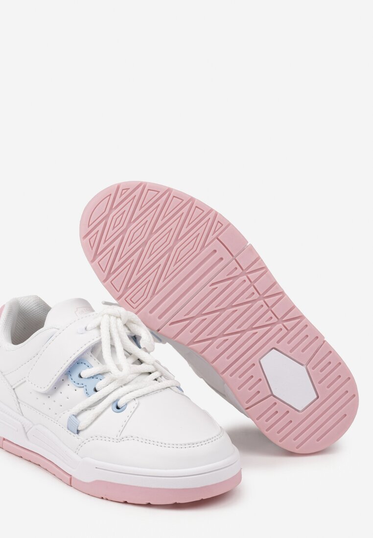 badoxx Pantofi Sport Alb-Roz Plati Sneakers cu Scai cu Model Geometric și Sireturi Terevan