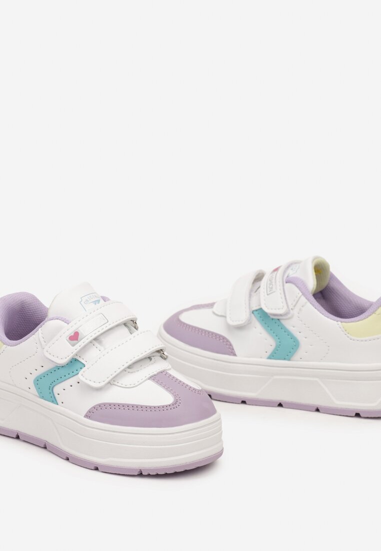 badoxx Pantofi sport Alb-Violet cu închidere scai și inserții decorative Meribelles