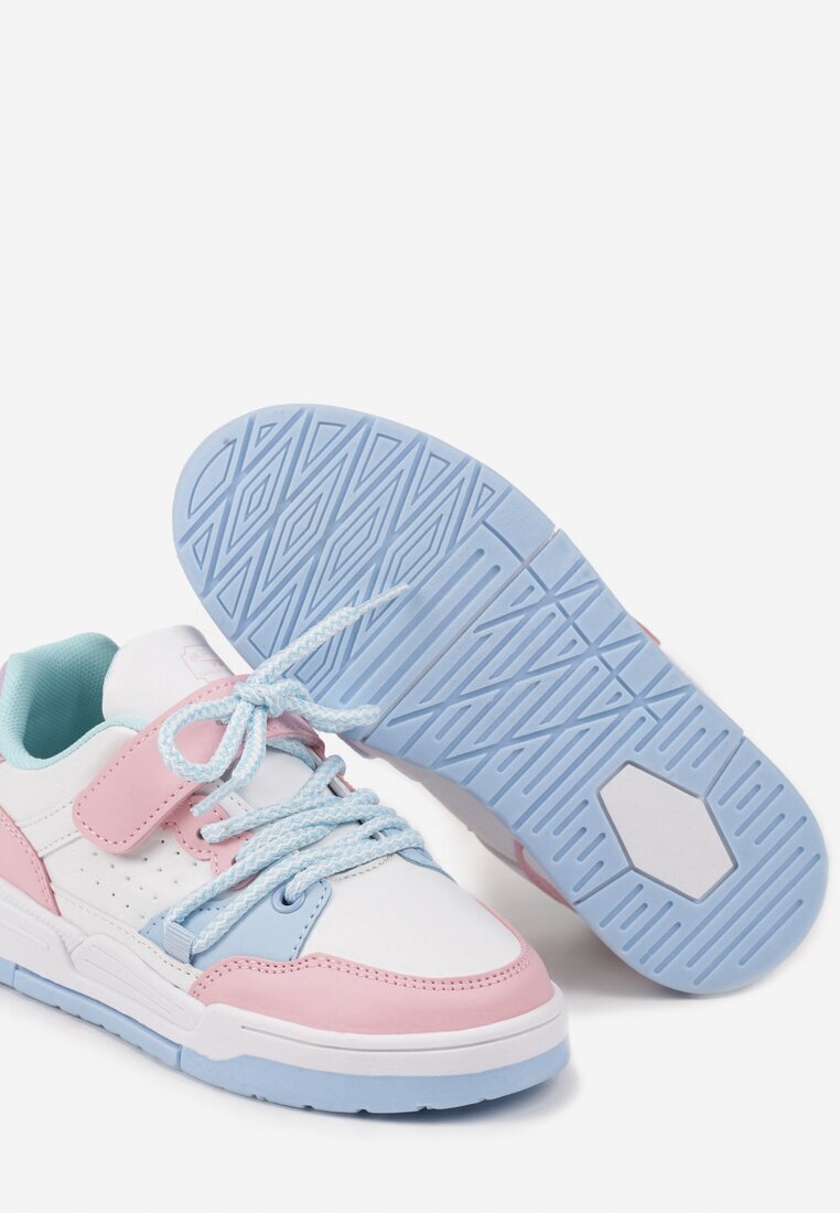 badoxx Pantofi Sport Sneakerși Plati Alb-Albastre cu Scai cu Model Geometric și cu Șireturi Terevan
