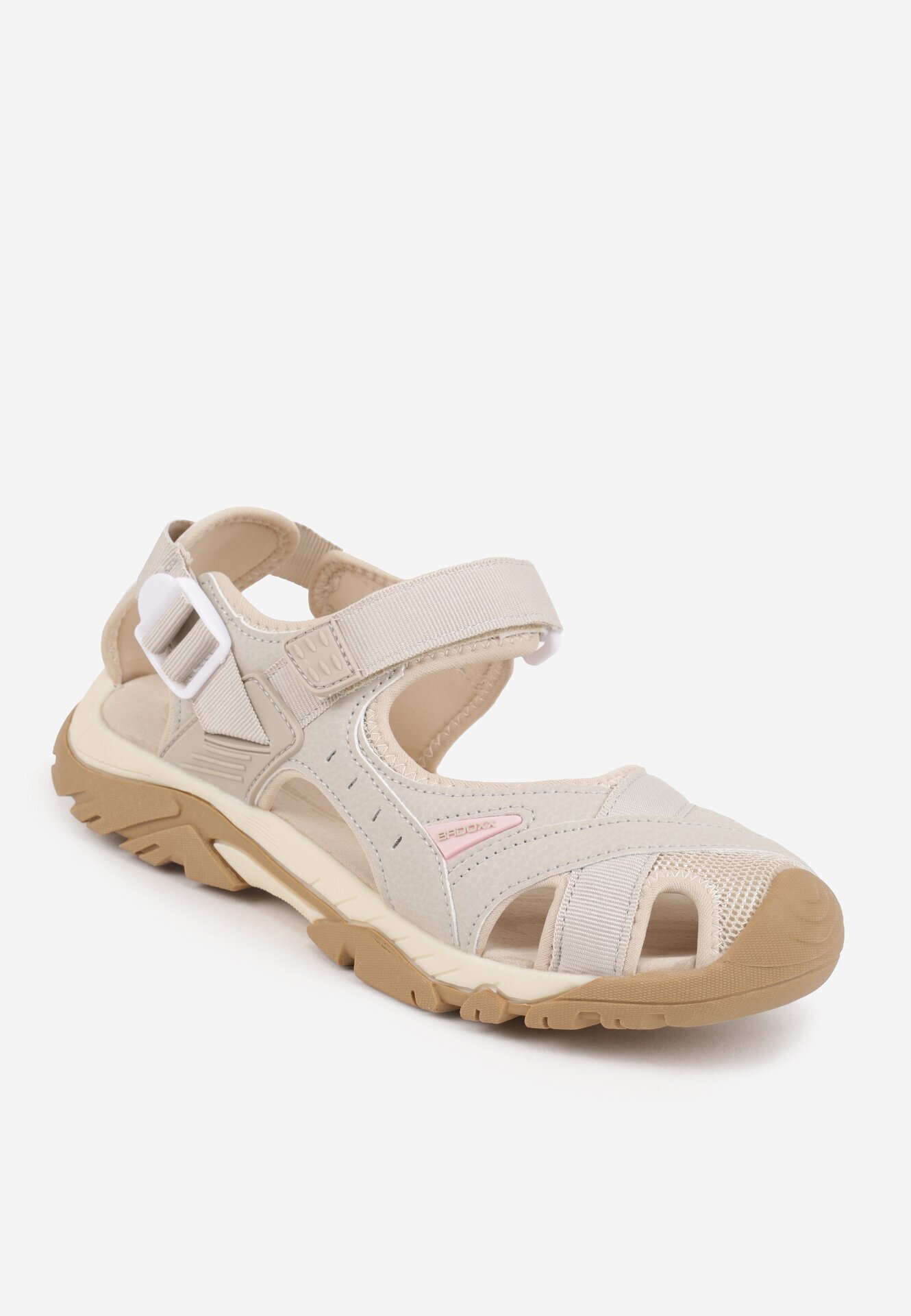 badoxx Sandale bej sport cu branț din piele decorate cu decupaje Natirela