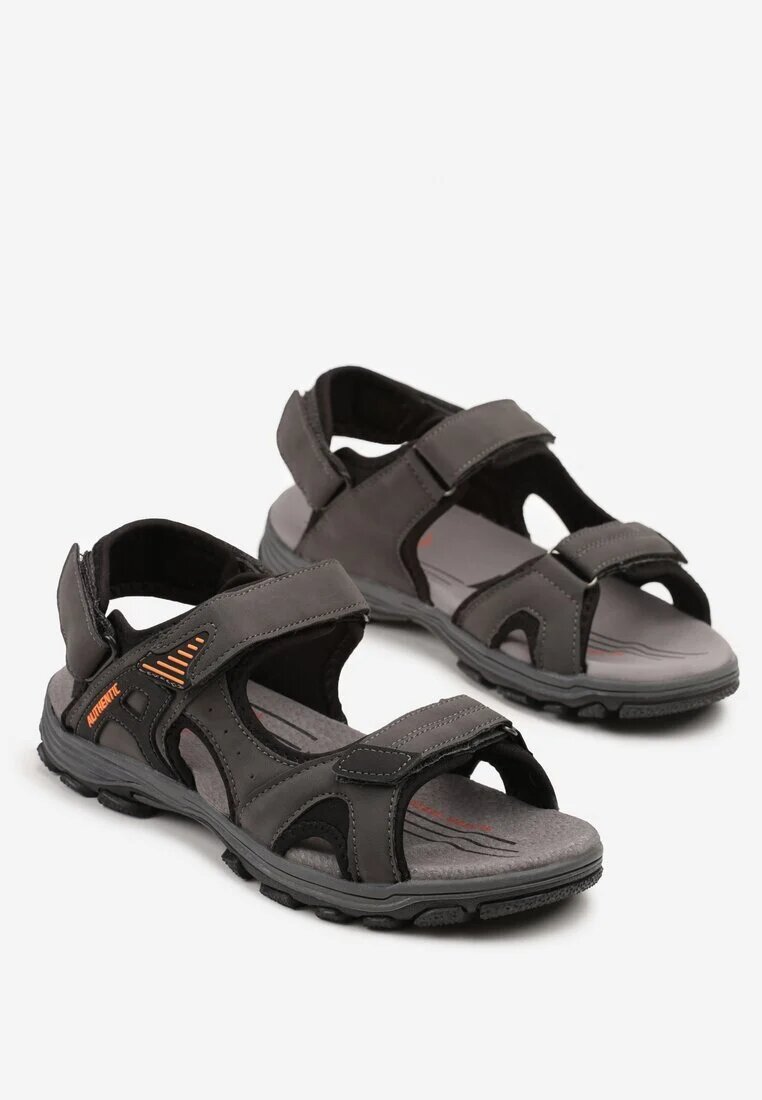 badoxx Sandale Gri-Portocalii Sport cu Branț din Piele cu Model Geometric Natasena