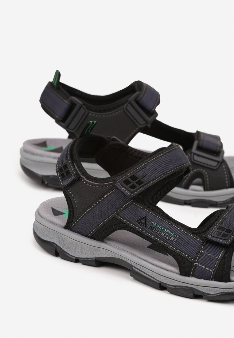 badoxx Sandale Sport Bleumarin-Verde cu Branț din Piele Naturală cu Inscripție Natelira