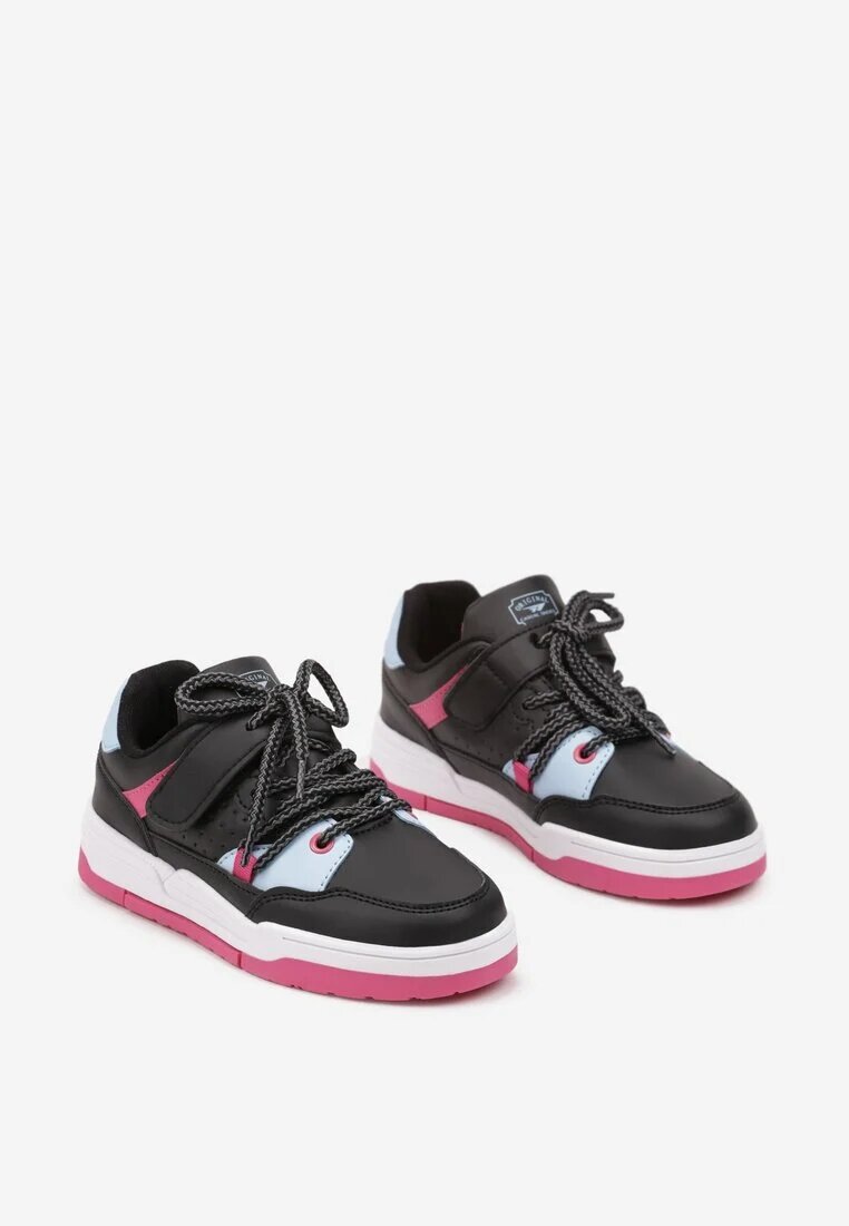 badoxx Sneakers sport negri-albaștri plați cu scai cu model geometric și șireturi Terevan