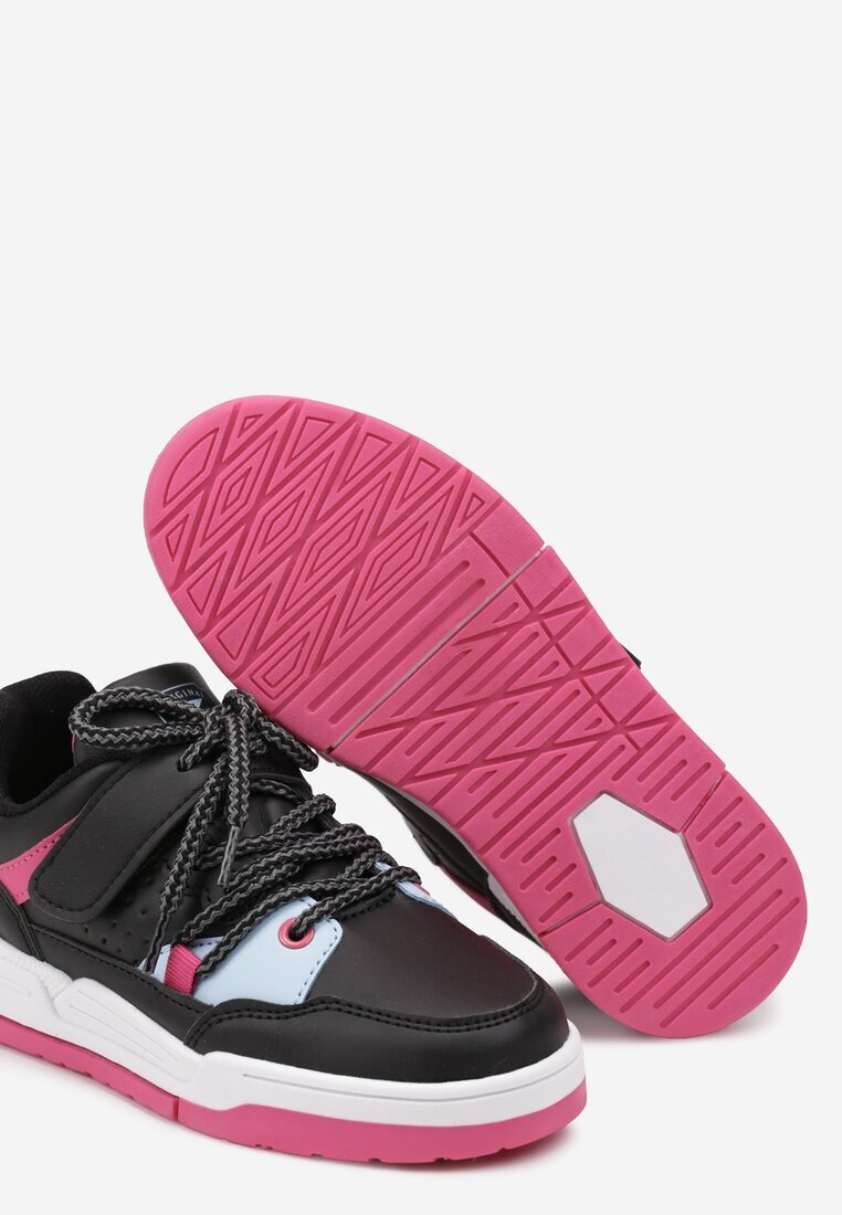 badoxx Sneakers sport negri-albaștri plați cu scai cu model geometric și șireturi Terevan