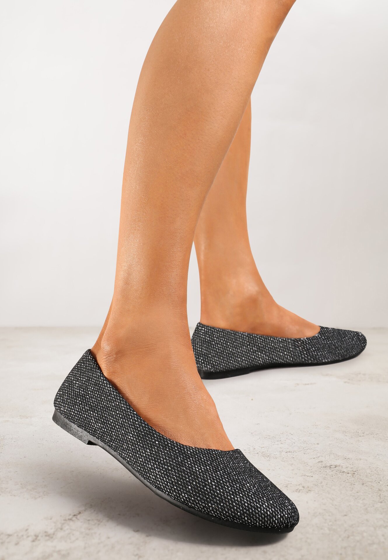  Balerini Negri Plati Slip-on Decorați cu Sclipici Joanmarie