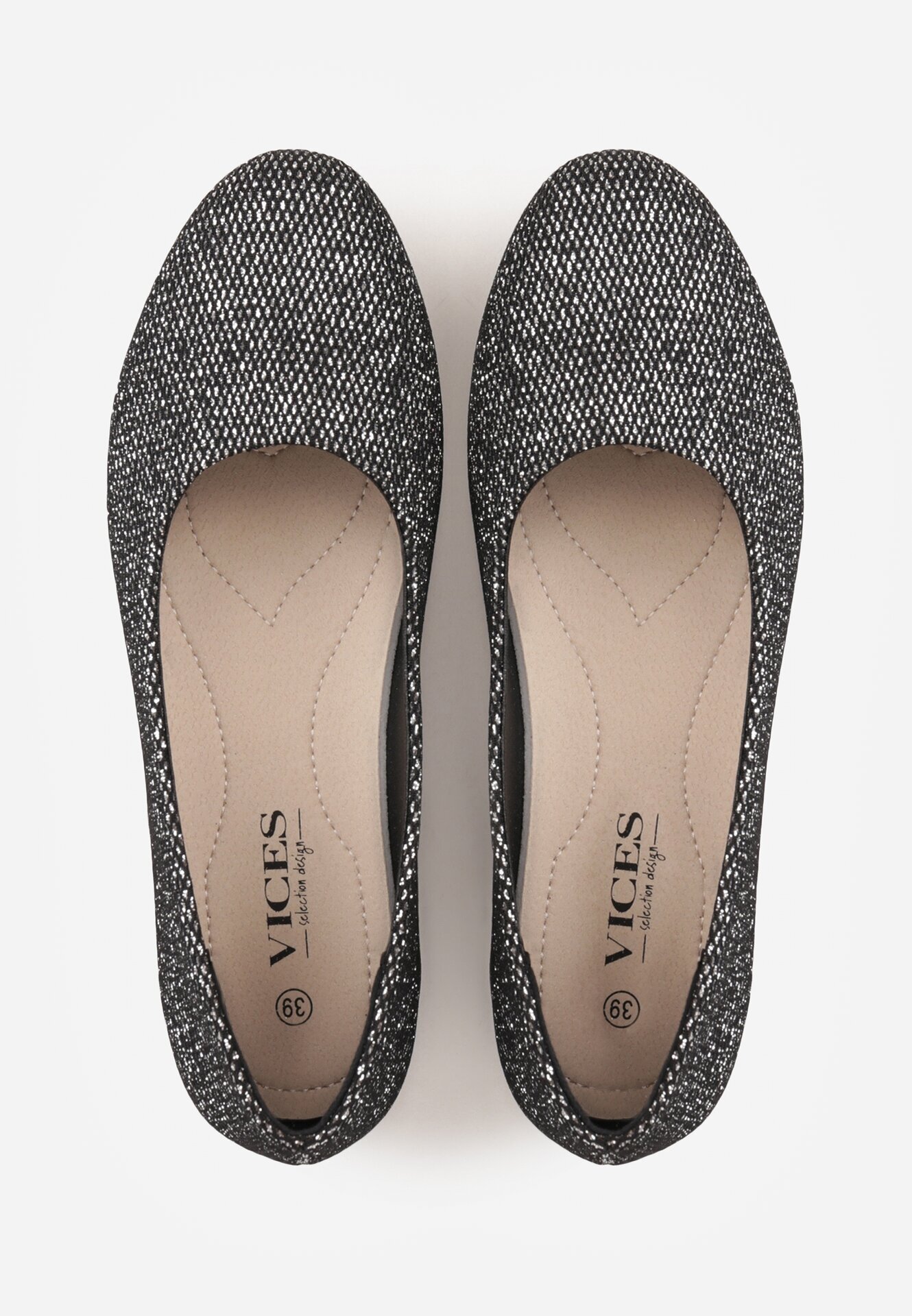  Balerini Negri Plati Slip-on Decorați cu Sclipici Joanmarie