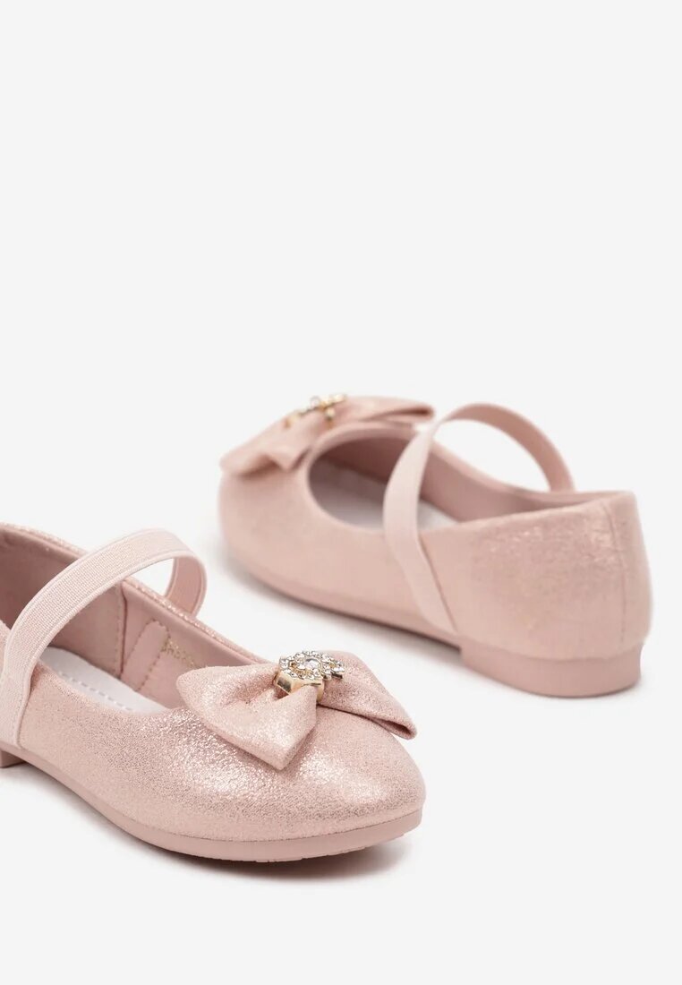  Balerini Plati Roz cu Brant din Piele Funda si Curea Elastica Dailia