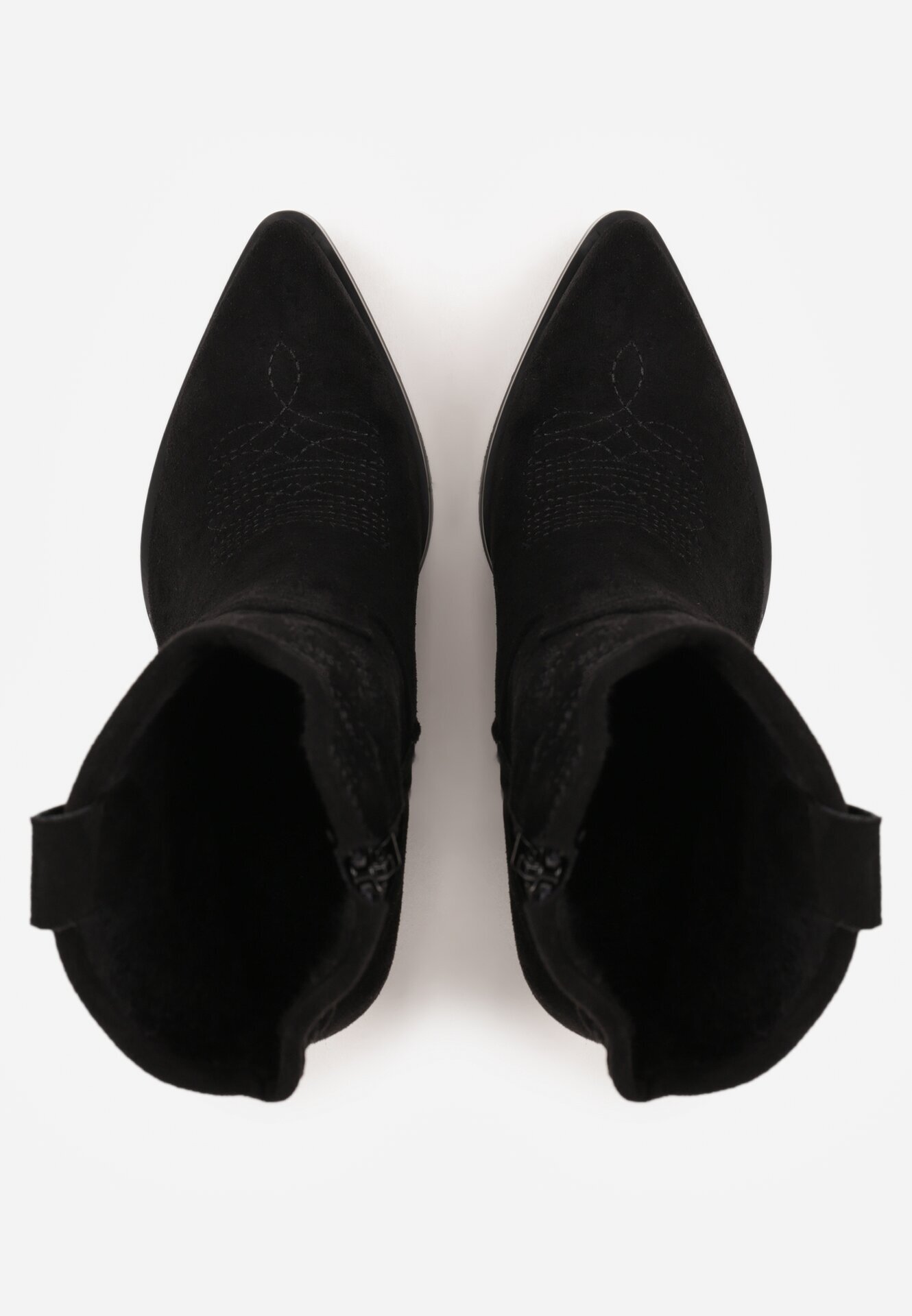 ballada Botine Negre cu toc stil cowboy cu sclipici Remitha