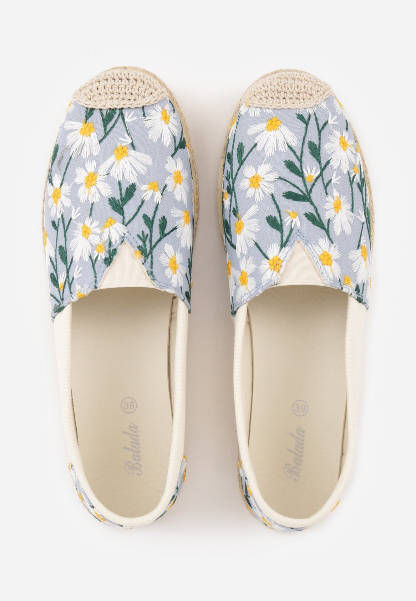 ballada Espadrile Albastre cu împletitură și broderie florală Alenara