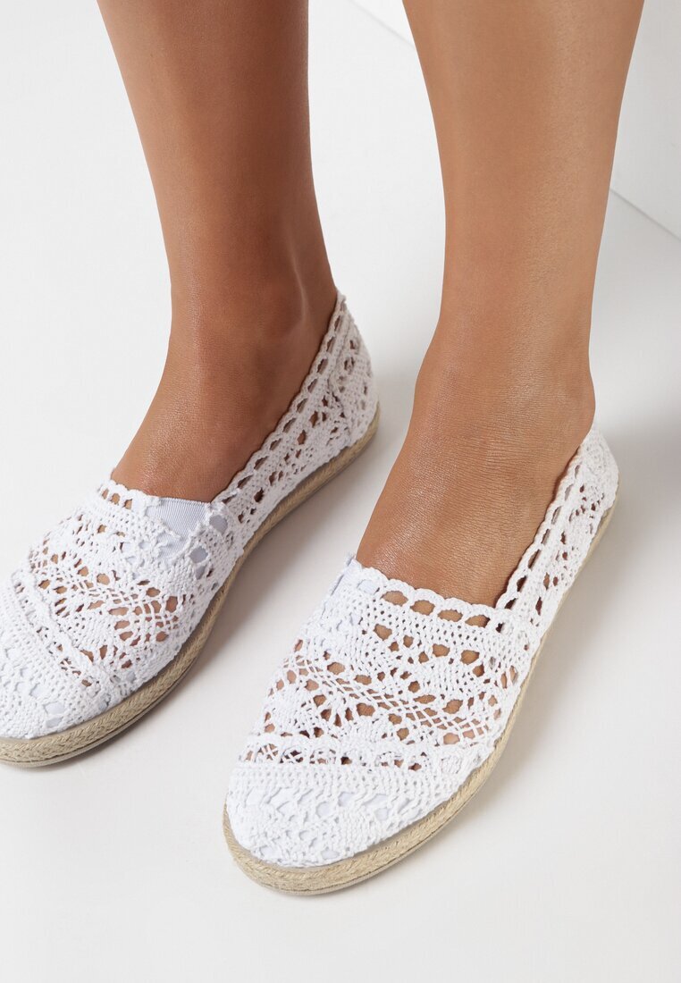 ballada Espadrile Albe Perforate pe Talpă din Împletitură Satisfyinglys