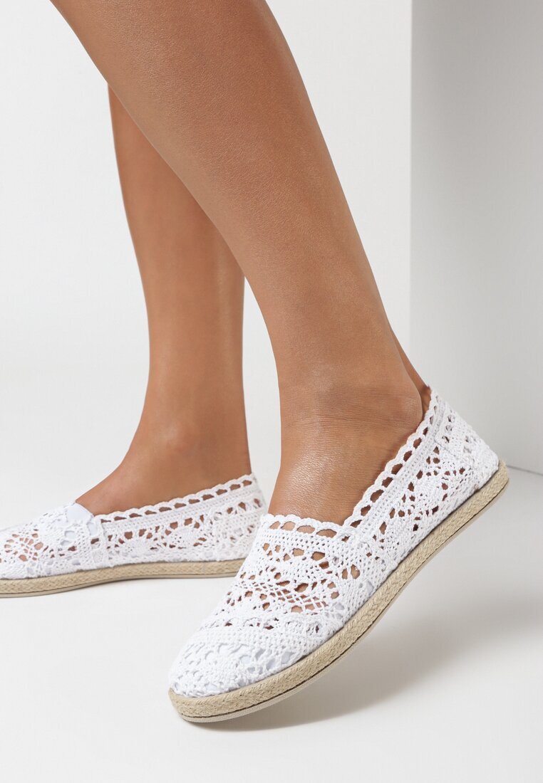 ballada Espadrile Albe Perforate pe Talpă din Împletitură Satisfyinglys