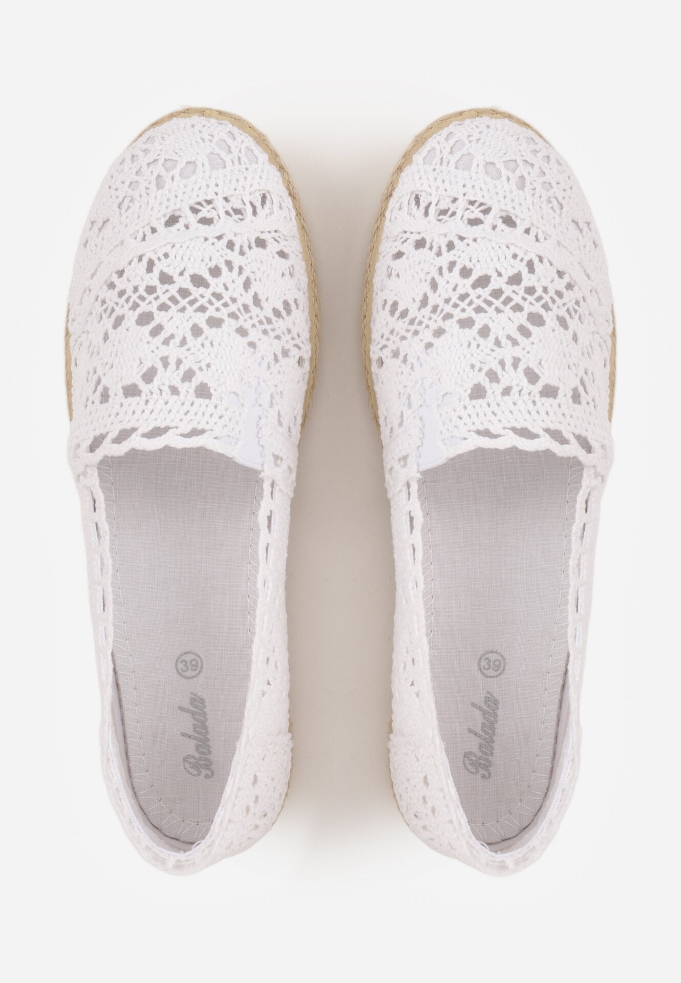 ballada Espadrile Albe Perforate pe Talpă din Împletitură Satisfyinglys