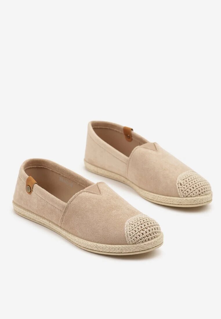 ballada Espadrile Bej închis cu decorațiuni din împletitură și inserție elastică Nelithae