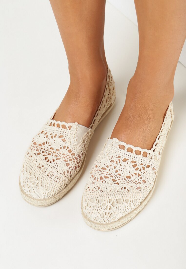 ballada Espadrile bej perforate pe talpă împletită Satisfyinglys
