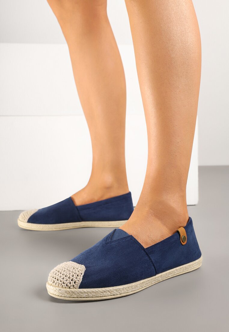 ballada Espadrile bleumarin cu ornamente din împletitură și inserție elastică Nelithae