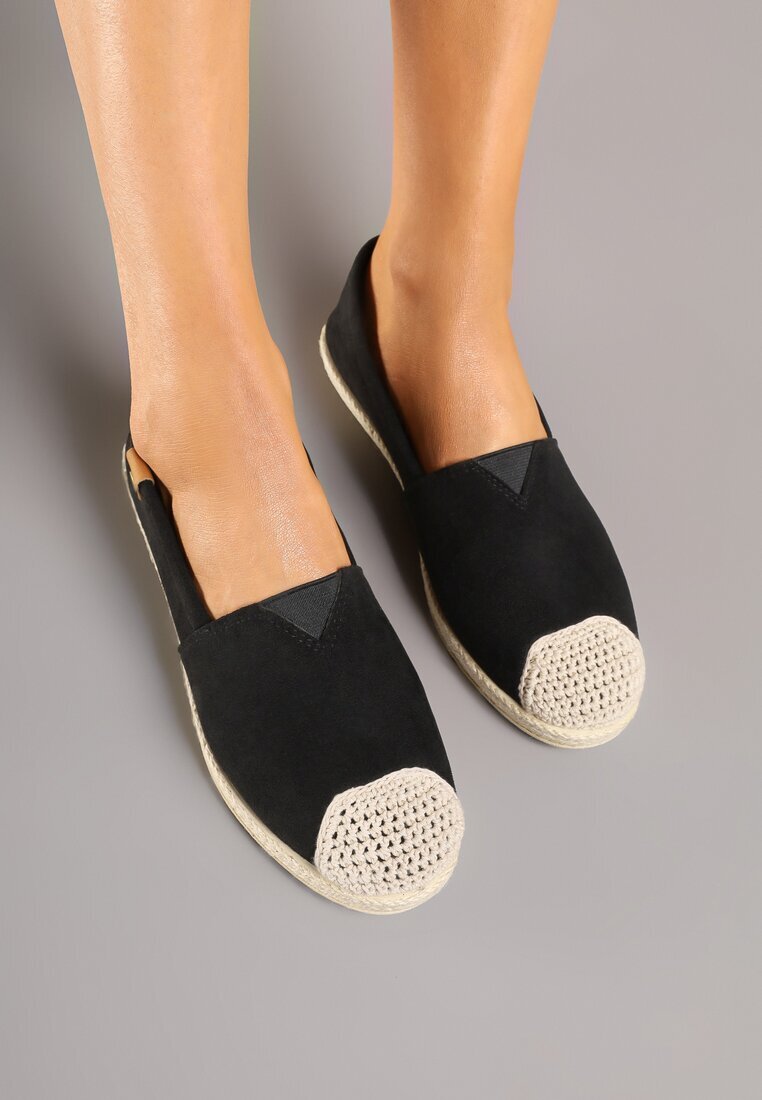 ballada Espadrile Negre cu Decorațiuni din Împletitură și Inserție Elastică Nelithae