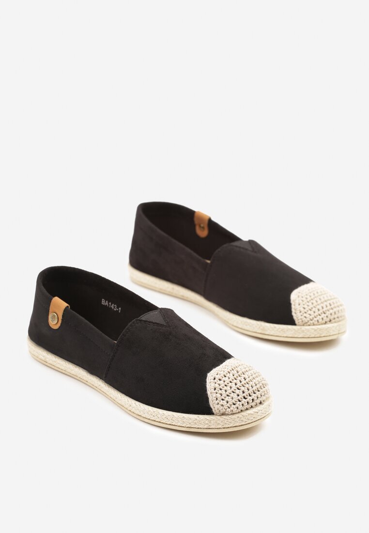 ballada Espadrile Negre cu Decorațiuni din Împletitură și Inserție Elastică Nelithae