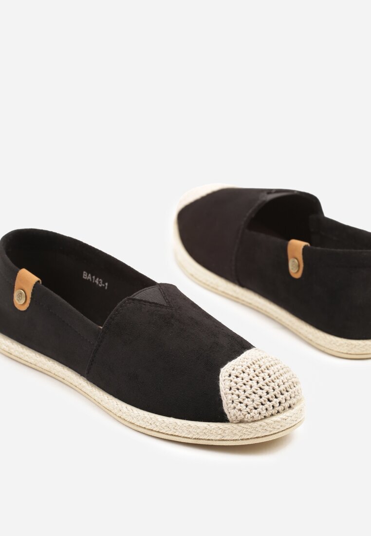 ballada Espadrile Negre cu Decorațiuni din Împletitură și Inserție Elastică Nelithae