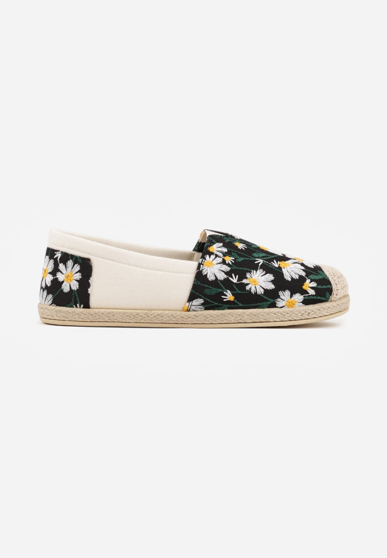 ballada Espadrile negre cu împletitură și broderie florală Alenara
