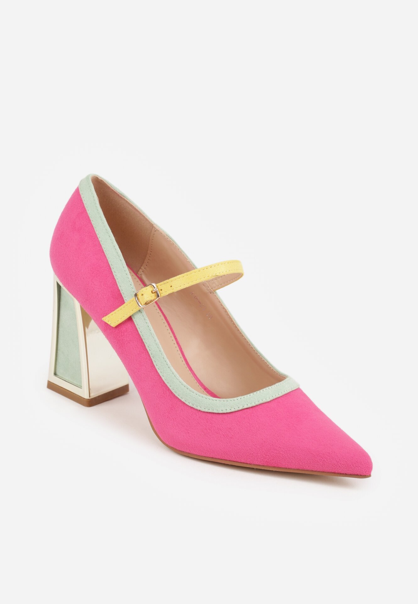ballada Pantofi cu toc Fucsia Decorați cu baretă și aplicație metalică Linnevara