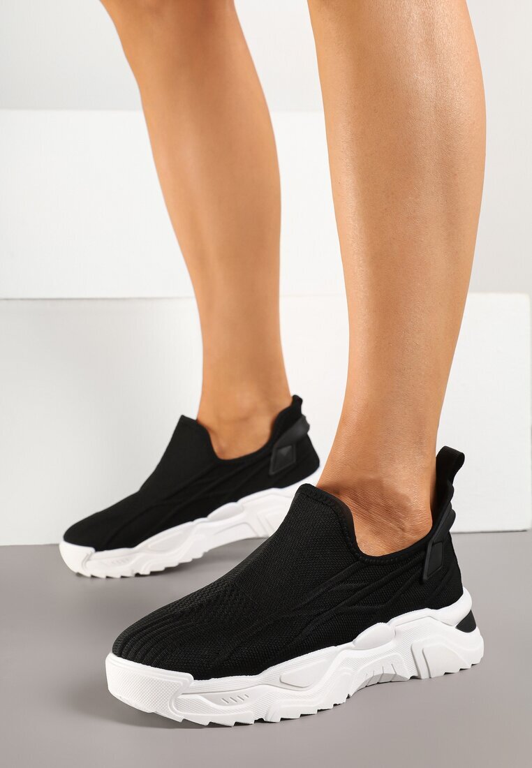 ballada Pantofi sport slip-on negri tip sneakers din plasă cu detalii în relief Nusellia